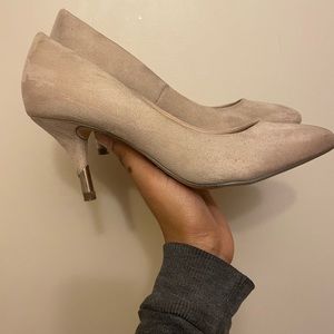 Nude Suede Low heels